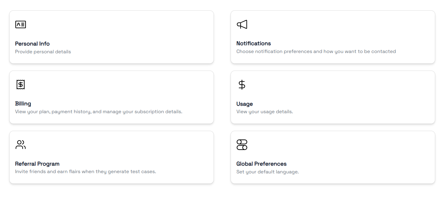 Settings hub