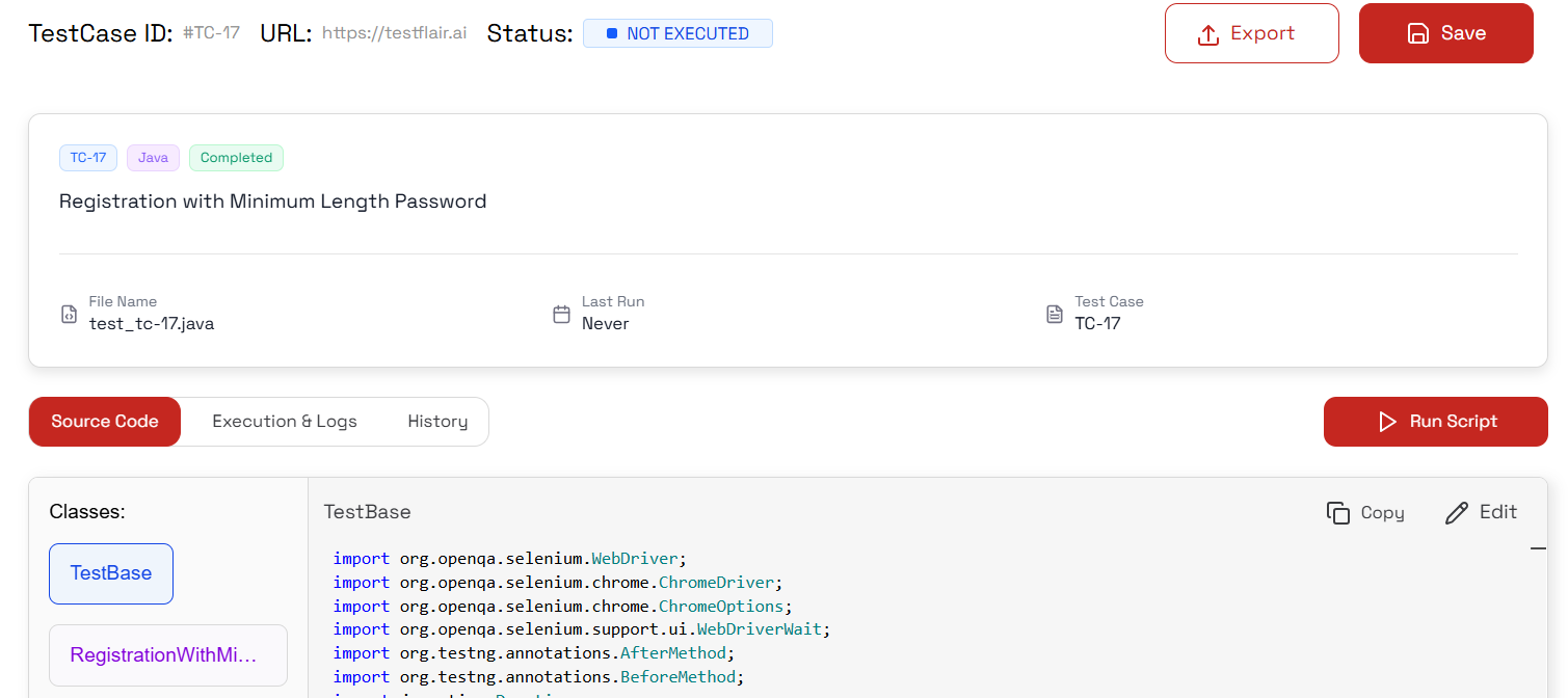 Generate test scripts